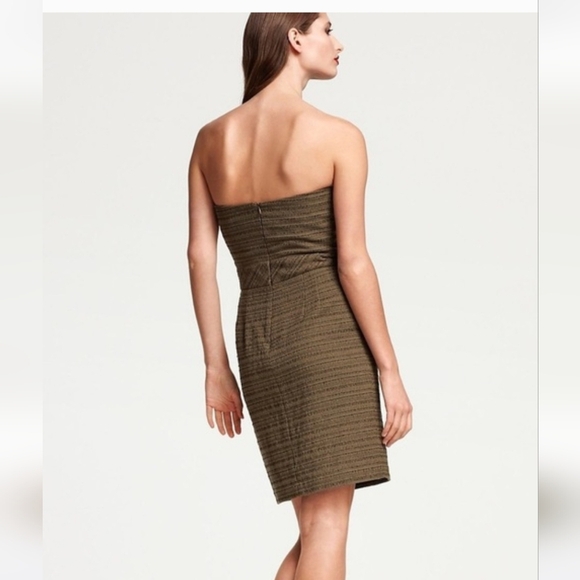 TRINA TURK Cora Strapless Tweed Sheath Dress. Olive. Size 2 NWT - Picture 3 of 16